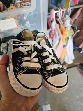 Black Canvas Kids Lace-Up Sneakers